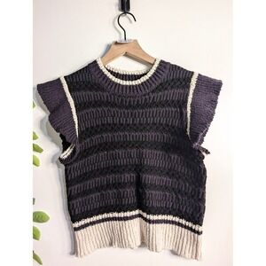 Elan Sweater Top Black and Cream Sz S